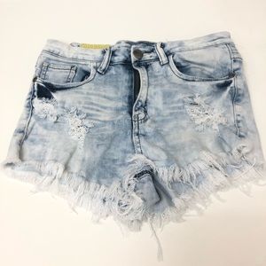 Machine High Rise Cut Off Jean Shorts